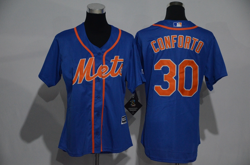 Womens 2017 MLB New York Mets #30 Conforto Blue Jerseys